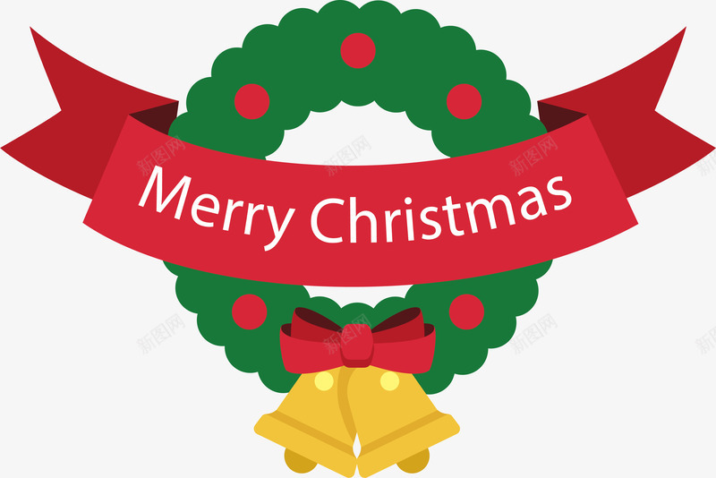 绿色圣诞花环矢量图ai免抠素材_88icon https://88icon.com merryChristma merryChristmas 圣诞节 圣诞花环 矢量png 绿色花环 花环 矢量图