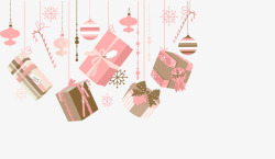 粉色圣诞节礼物挂饰素材