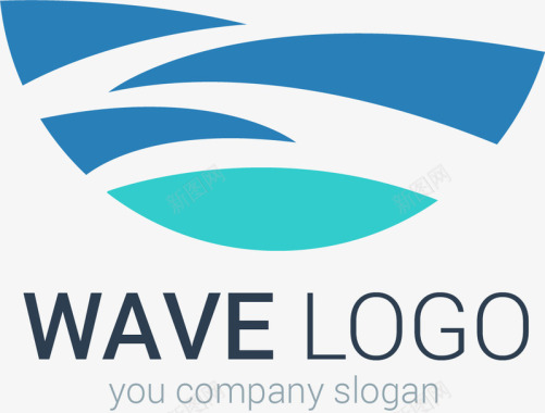 蓝色不规则线条海浪曲线元素标识logo图标图标