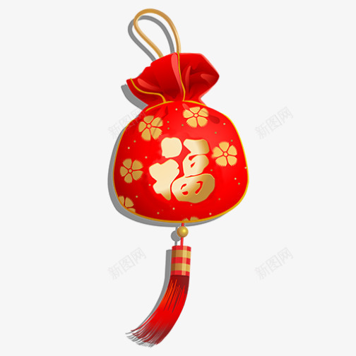 红色中国风新年福袋png免抠素材_88icon https://88icon.com 中国风挂饰 新年 新春 春节 福袋 过年 钱袋