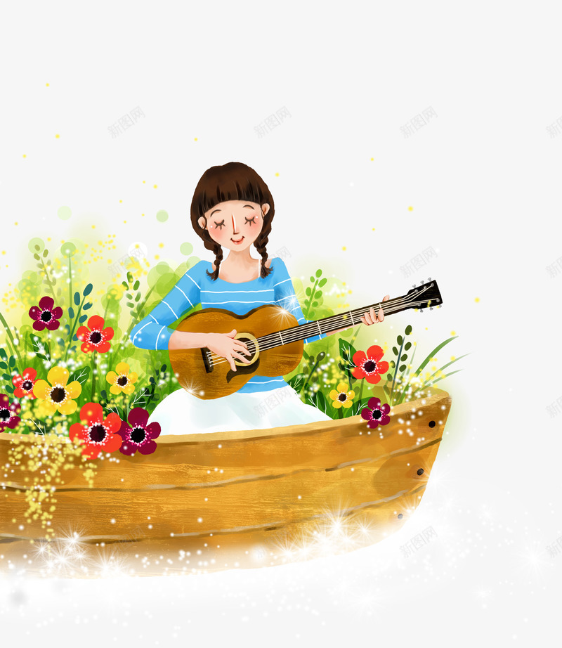 弹吉他的女孩png免抠素材_88icon https://88icon.com 卡通人物 卡通女孩 吉他少女 弹吉他 弹吉他的女孩 清新