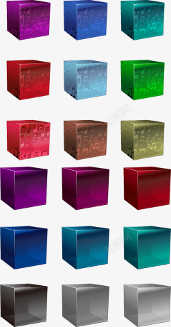 水晶感通透五颜六色的立方体图标高清图片