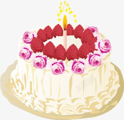卡通手绘草莓蛋糕蜡烛素材