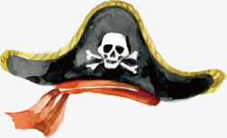 手绘水彩海盗帽子素材
