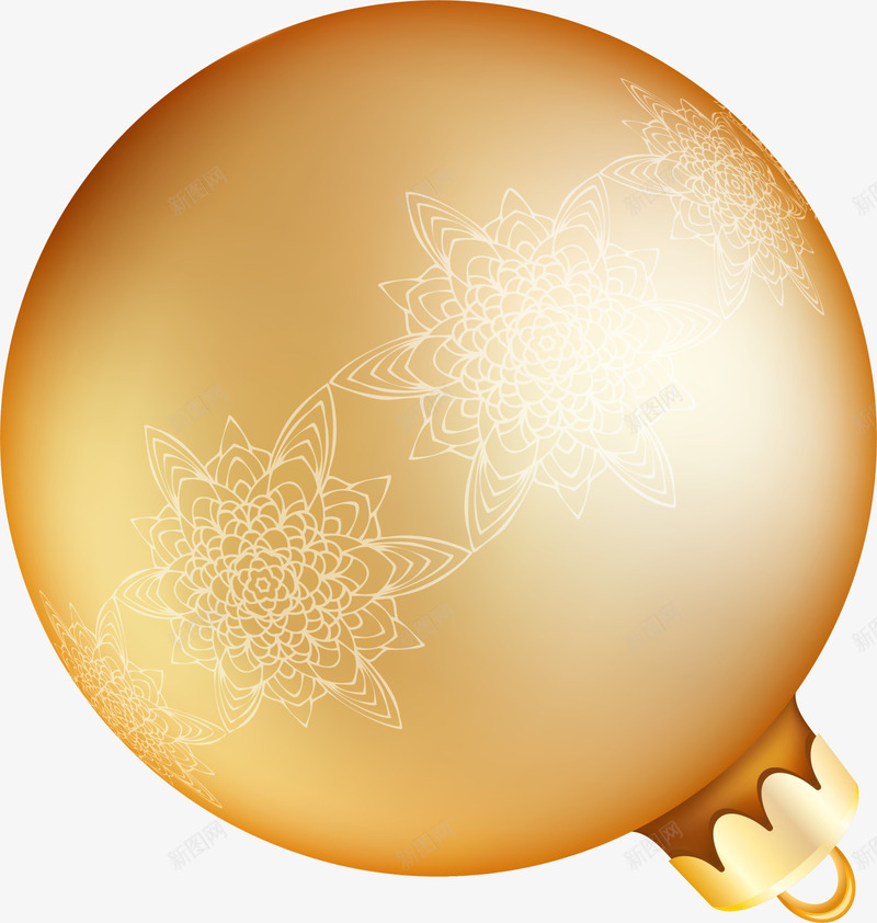 金色闪耀花朵圣诞球png免抠素材_88icon https://88icon.com 圣诞快乐 圣诞节 节庆彩球 节日挂饰 装饰图案 金色彩球