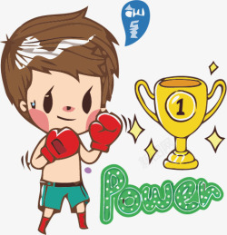 拳击运动员和奖杯卡通图矢量图素材