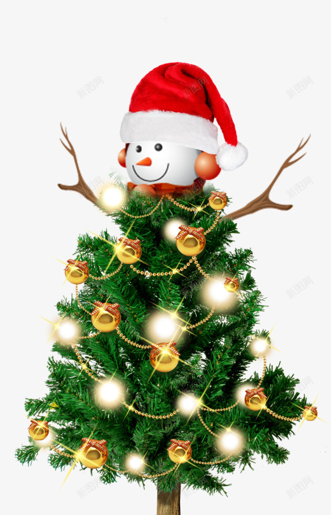 圣诞雪人树木装饰png免抠素材_88icon https://88icon.com 圣诞 树木 装饰 雪人