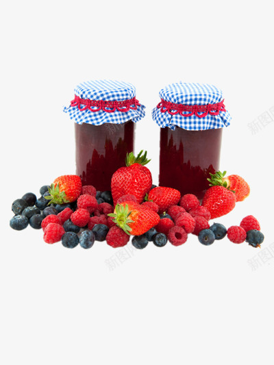 蓝莓草莓果酱png免抠素材_88icon https://88icon.com 果酱 水果 罐头 食物