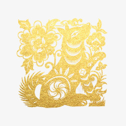 金色中国风狗年创意剪纸图案素材