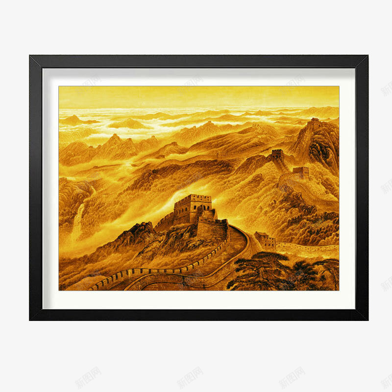 餐厅金色长城挂画png免抠素材_88icon https://88icon.com 书房挂画 产品实物 挂画 有框画 玄关挂画 装饰画 金色长城 长城装饰画 风景画
