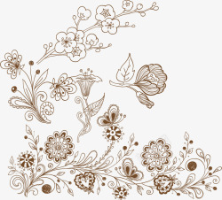 喇叭花5种花朵线稿高清图片