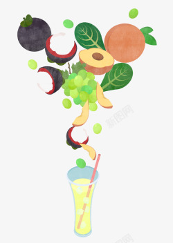 创意水彩果汁装饰图素材