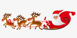 可爱麋鹿拉雪橇圣诞老人卡通手绘素材