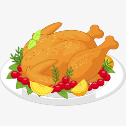 感恩节插画美味烤鸡插画矢量图高清图片
