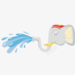 泰国卡通泼水节大象泼水素材