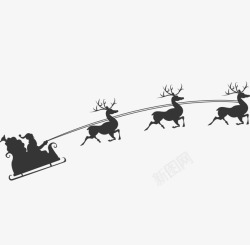 圣诞老人麋鹿雪橇素材