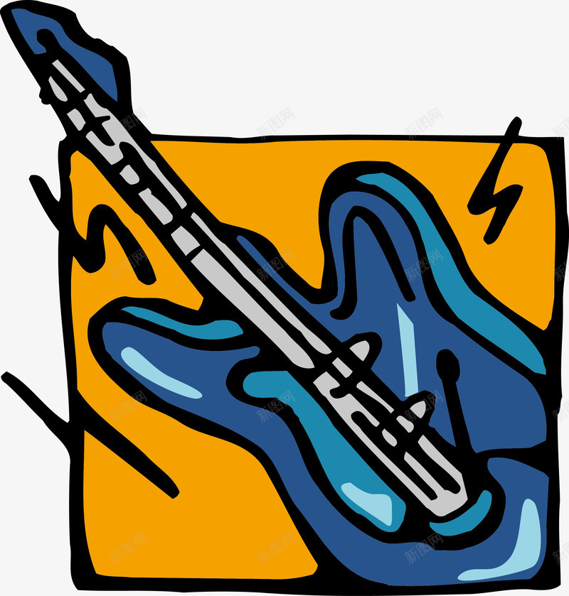 蓝色手绘吉他png免抠素材_88icon https://88icon.com 乐器 乐器培训 卡通乐器 卡通乐器矢量图 卡通器材 吉他 音乐器材