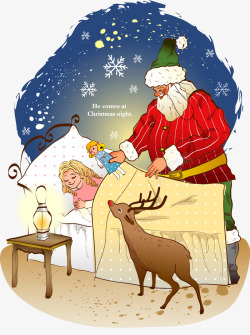 送礼物插画卡通圣诞老人送礼物插画矢量图高清图片