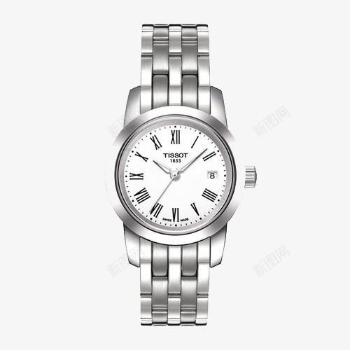 天梭手表经典休闲钢带石英女表png免抠素材_88icon https://88icon.com 产品实物 天梭 女士手表 手表 钢带石英女表
