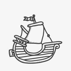 帆船简笔画手绘图素材
