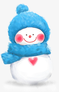 蓝色围巾系着蓝色围巾的雪人高清图片