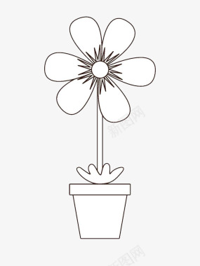 简约手绘花卉盆栽图标图标