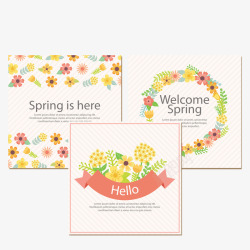 春季花卉卡片矢量图素材