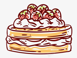 手绘生日蛋糕草莓水果蛋糕手绘蛋素材