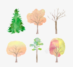 彩色创意树卡片水墨画树高清图片