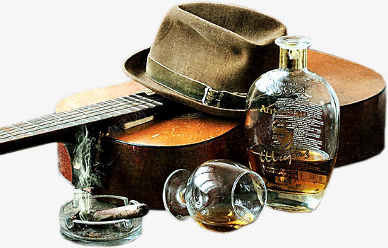 吉他帽子洋酒png免抠素材_88icon https://88icon.com 吉他 帽子 洋酒 西部