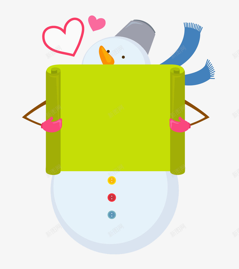 小雪人文字框png免抠素材_88icon https://88icon.com 书写白板 创意文字框 卡通平面 小雪人 手绘 提示板 文字框 绿色画卷