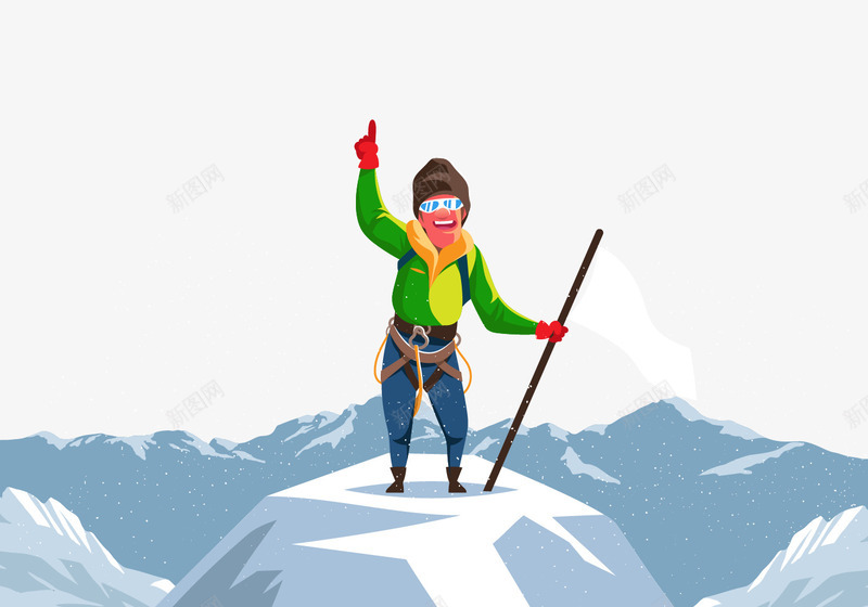 登上雪山顶的探险家png免抠素材_88icon https://88icon.com 卡通 回归自然 大自然 山区风景 探险家 登上山顶 登顶 自然景色 自然风光 雪域高原 雪山 雪山登顶