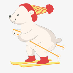 卡通北极熊矢量一只正在滑雪的北极熊矢量图高清图片