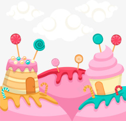 甜蜜蛋糕卡通糖果屋矢量图高清图片