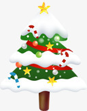 圣诞之夜绿色圣诞树积雪图标图标