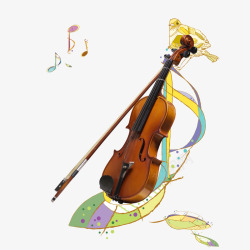 音符环绕的小提琴乐器素材