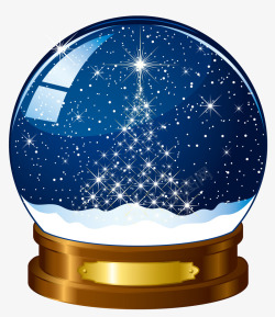 圣诞节水晶球蓝色水晶球高清图片