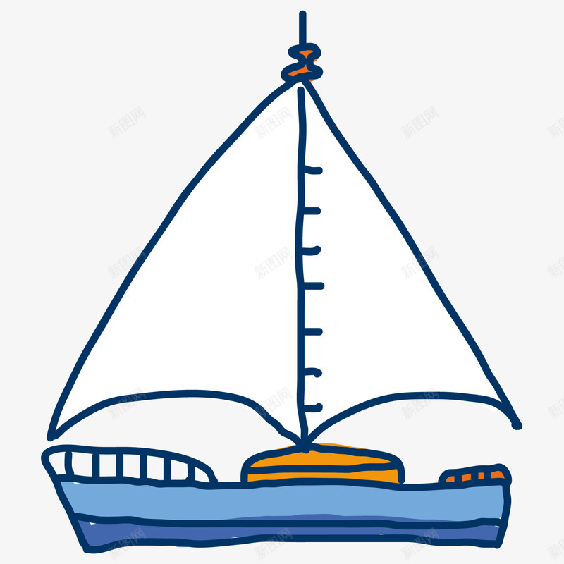 卡通手绘蓝色帆船png免抠素材_88icon https://88icon.com 卡通 帆船 手绘 木制 蓝色船帆 装饰 轮船
