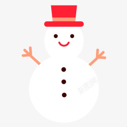 一只带红色礼帽的雪人矢量图素材