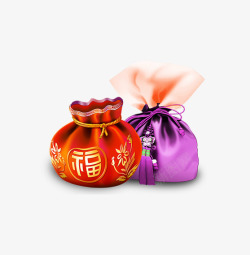 直播间礼物花纹中国风红色紫色花纹福袋高清图片