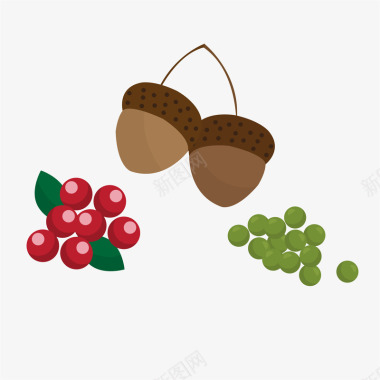 手绘浆果坚果食材图标图标