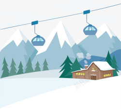 宁静的冬日滑雪度假村矢量图素材