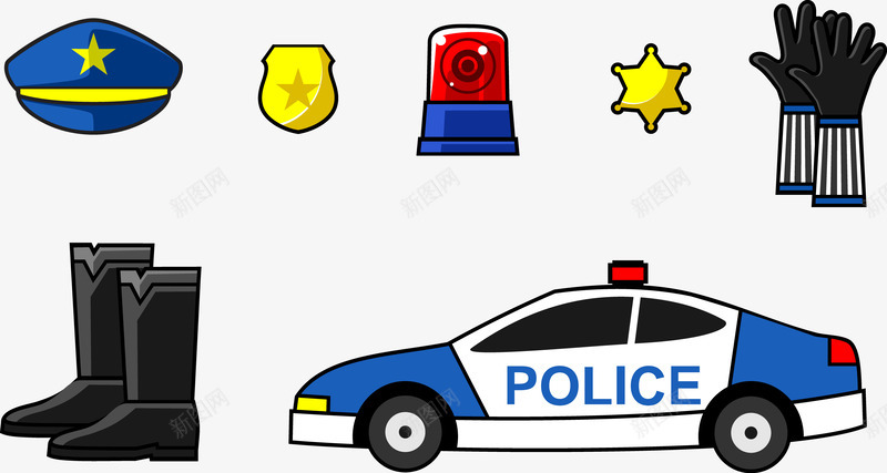 警察用品png免抠素材_88icon https://88icon.com 帽子 徽章 手套 警车 车灯 车窗 轮胎 鞋子