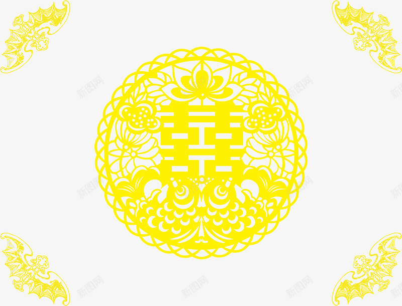 喜字psd免抠素材_88icon https://88icon.com 喜 喜庆 喜花边画框 结婚 边角角框