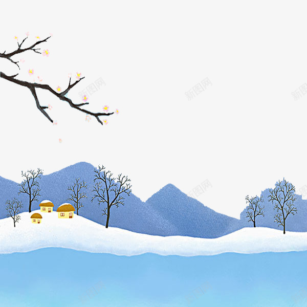 美丽的雪景png免抠素材_88icon https://88icon.com 乡村 乡村剪影 剪影 卡通 树枝 梅花 简笔 美丽的 雪景