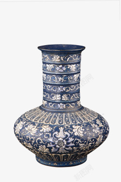 蓝色透明日式花瓶精美蓝色中国风瓷瓶高清图片