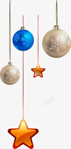 雪花吊球圣诞节蓝色雪花吊球高清图片