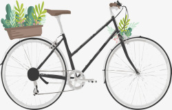 载着盆栽的自行车矢量图素材