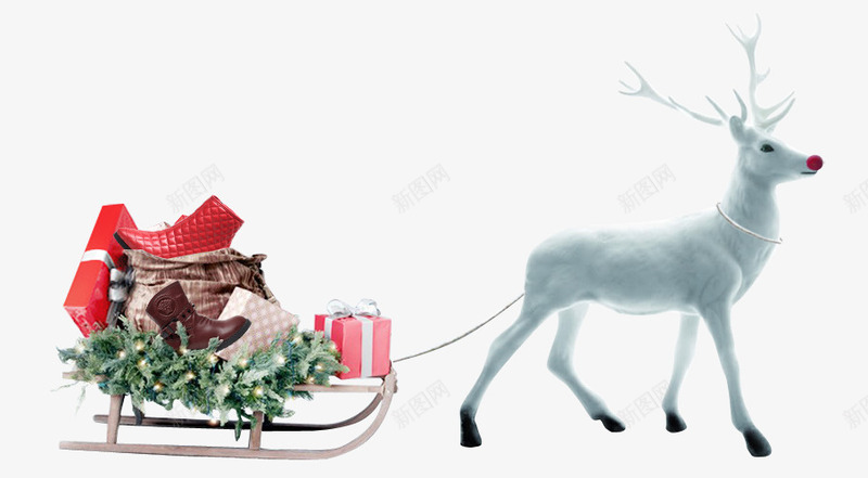 手绘圣诞节白色麋鹿png免抠素材_88icon https://88icon.com 圣诞节 白色 麋鹿