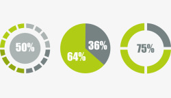 ppt数据比例圆环3个素材